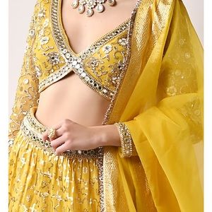 Neha Khullar Yellow Hand Embroidered Lehenga Set